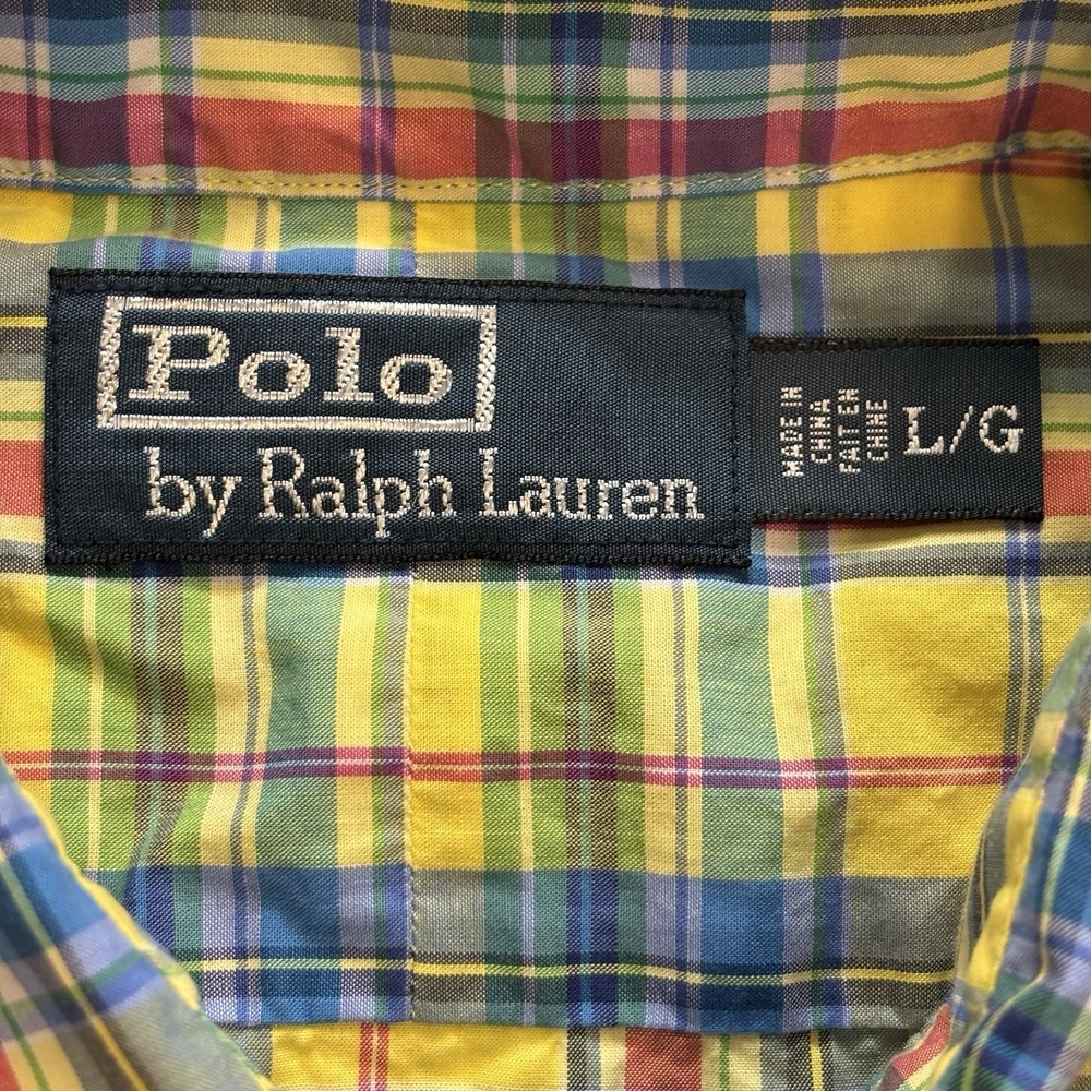 Polo Ralph Lauren Men's Large Plaid Long Sleeve Button Up Epaulettes Pockets - Picture 8 of 9